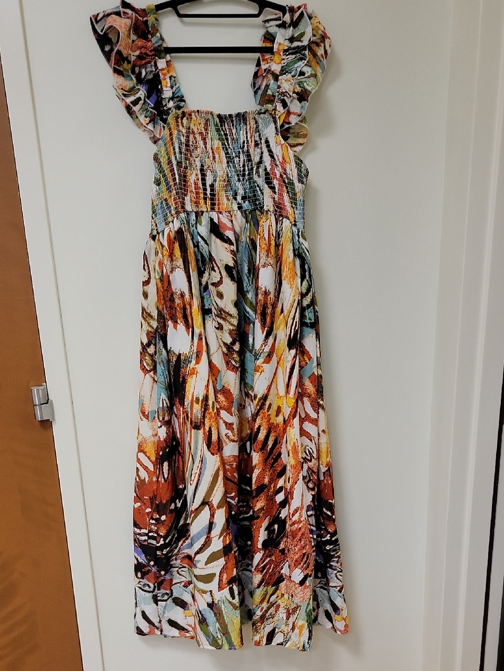 Womens Multicolor Ruffle Strap Maxi Dress Maternity